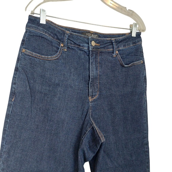 Judy Blue Tummy Control Wide Leg Cropped Jeans Dark Wash Size 14W - Picture 3 of 11